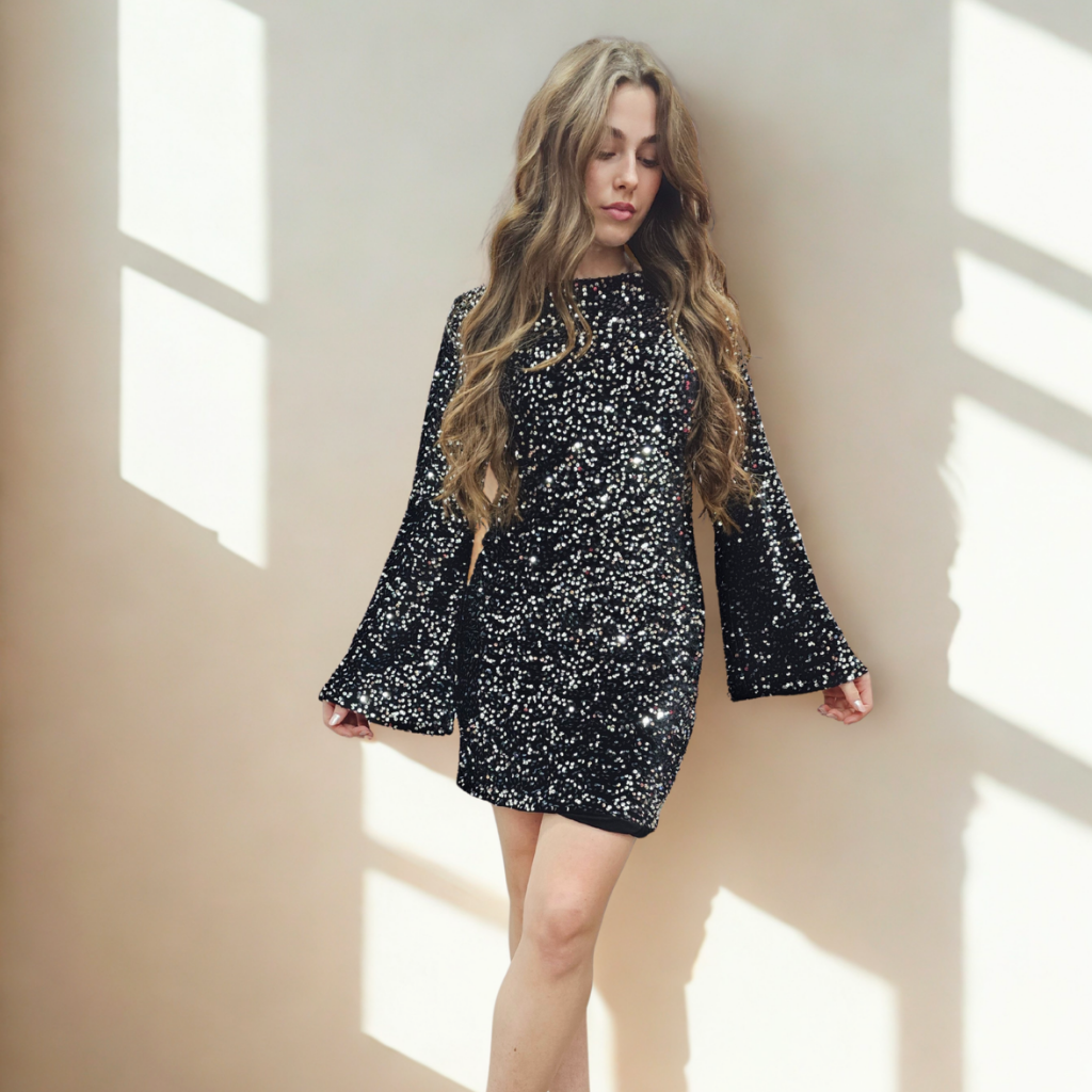 Černé koktejlové šaty LASSY s flitry2